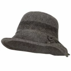 Jeanne Simmons Women's Wool Stripe Detailed Wired Short Brim Bucket Hat -Adams Shop ot002tp grey 1 1