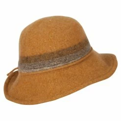 Jeanne Simmons Women's Wool Stripe Detailed Wired Short Brim Bucket Hat -Adams Shop ot003tp mustard 3 1