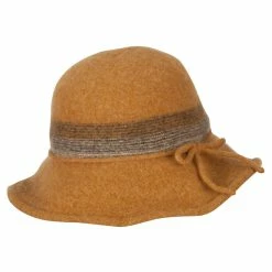 Jeanne Simmons Women's Wool Stripe Detailed Wired Short Brim Bucket Hat -Adams Shop ot003tp mustard 5 1