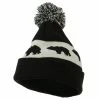 J Hat Pom Pom Accented Knitted Bear Hat 1 J Hat Pom Pom Accented Knitted Bear Hat -Adams Shop pa001bf black 1