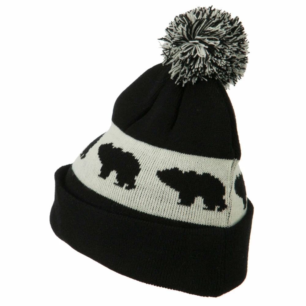 J Hat Pom Pom Accented Knitted Bear Hat 4 J Hat Pom Pom Accented Knitted Bear Hat - Image 2