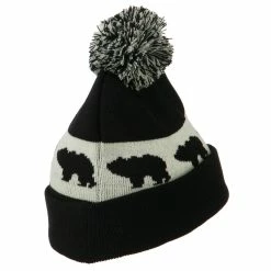 J Hat Pom Pom Accented Knitted Bear Hat 9 J Hat Pom Pom Accented Knitted Bear Hat -Adams Shop pa001bf black 3