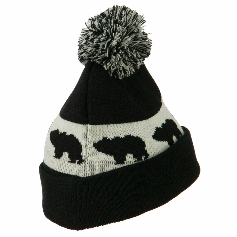 J Hat Pom Pom Accented Knitted Bear Hat 5 J Hat Pom Pom Accented Knitted Bear Hat - Image 3