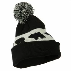 J Hat Pom Pom Accented Knitted Bear Hat 10 J Hat Pom Pom Accented Knitted Bear Hat -Adams Shop pa001bf black 4