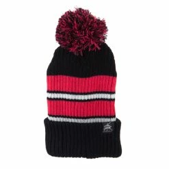 City Hunter Two Tone Striped Knit Pom Beanie -Adams Shop pb001bf black fuchsia 5 2