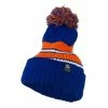 City Hunter Two Tone Striped Knit Pom Beanie -Adams Shop pb002bf royal orange 1 4