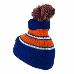 City Hunter Two Tone Striped Knit Pom Beanie -Adams Shop pb002bf royal orange 2 2