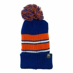 City Hunter Two Tone Striped Knit Pom Beanie -Adams Shop pb002bf royal orange 5 2