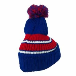 City Hunter Two Tone Striped Knit Pom Beanie -Adams Shop pb007bf royal red 3 2
