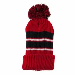 City Hunter Two Tone Striped Knit Pom Beanie -Adams Shop pb008bf red black 5 2