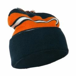 City Hunter Two Tone Striped Pom Cuff Beanie 65 City Hunter Two Tone Striped Pom Cuff Beanie -Adams Shop pc001bf navy orange 4 2