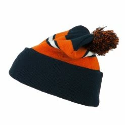 City Hunter Two Tone Striped Pom Cuff Beanie 66 City Hunter Two Tone Striped Pom Cuff Beanie -Adams Shop pc001bf navy orange 5 2