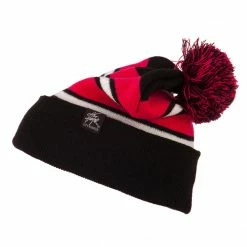 City Hunter Two Tone Striped Pom Cuff Beanie 116 City Hunter Two Tone Striped Pom Cuff Beanie -Adams Shop pc003bf black fuchsia 5 2