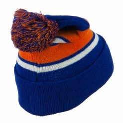 City Hunter Two Tone Striped Pom Cuff Beanie 74 City Hunter Two Tone Striped Pom Cuff Beanie -Adams Shop pc004bf royal orange 3 2