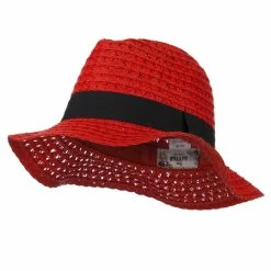 Hatiya Paper Crushable Panama Hat 112 Hatiya Paper Crushable Panama Hat -Adams Shop pc006cf red 1