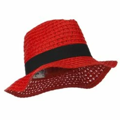 Hatiya Paper Crushable Panama Hat 115 Hatiya Paper Crushable Panama Hat -Adams Shop pc006cf red 4