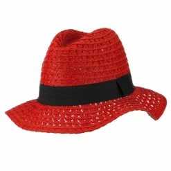 Hatiya Paper Crushable Panama Hat 116 Hatiya Paper Crushable Panama Hat -Adams Shop pc006cf red 5