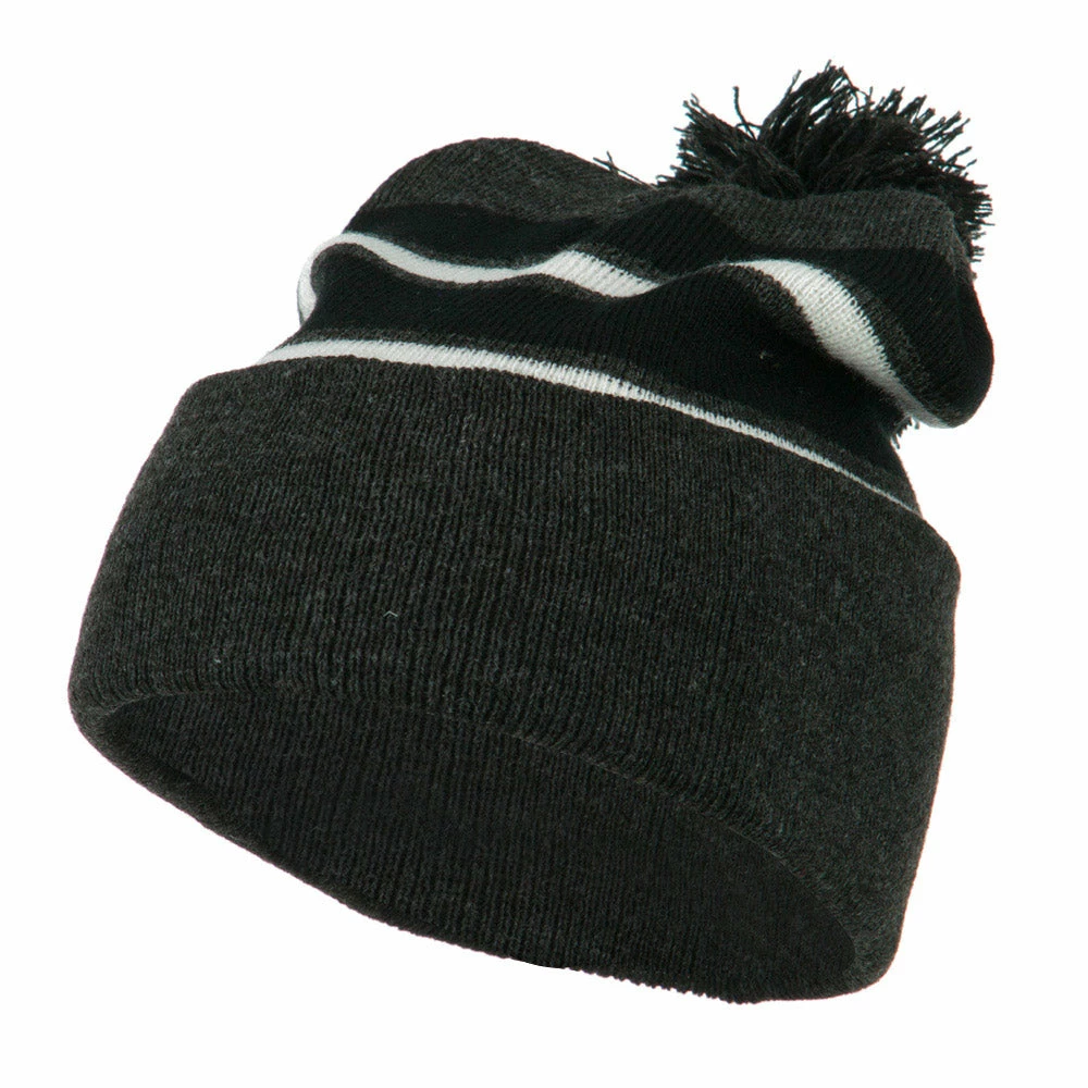 City Hunter Two Tone Striped Pom Cuff Beanie 33 City Hunter Two Tone Striped Pom Cuff Beanie - Image 31