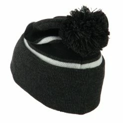 City Hunter Two Tone Striped Pom Cuff Beanie 93 City Hunter Two Tone Striped Pom Cuff Beanie -Adams Shop pc008bf grey black 2 2