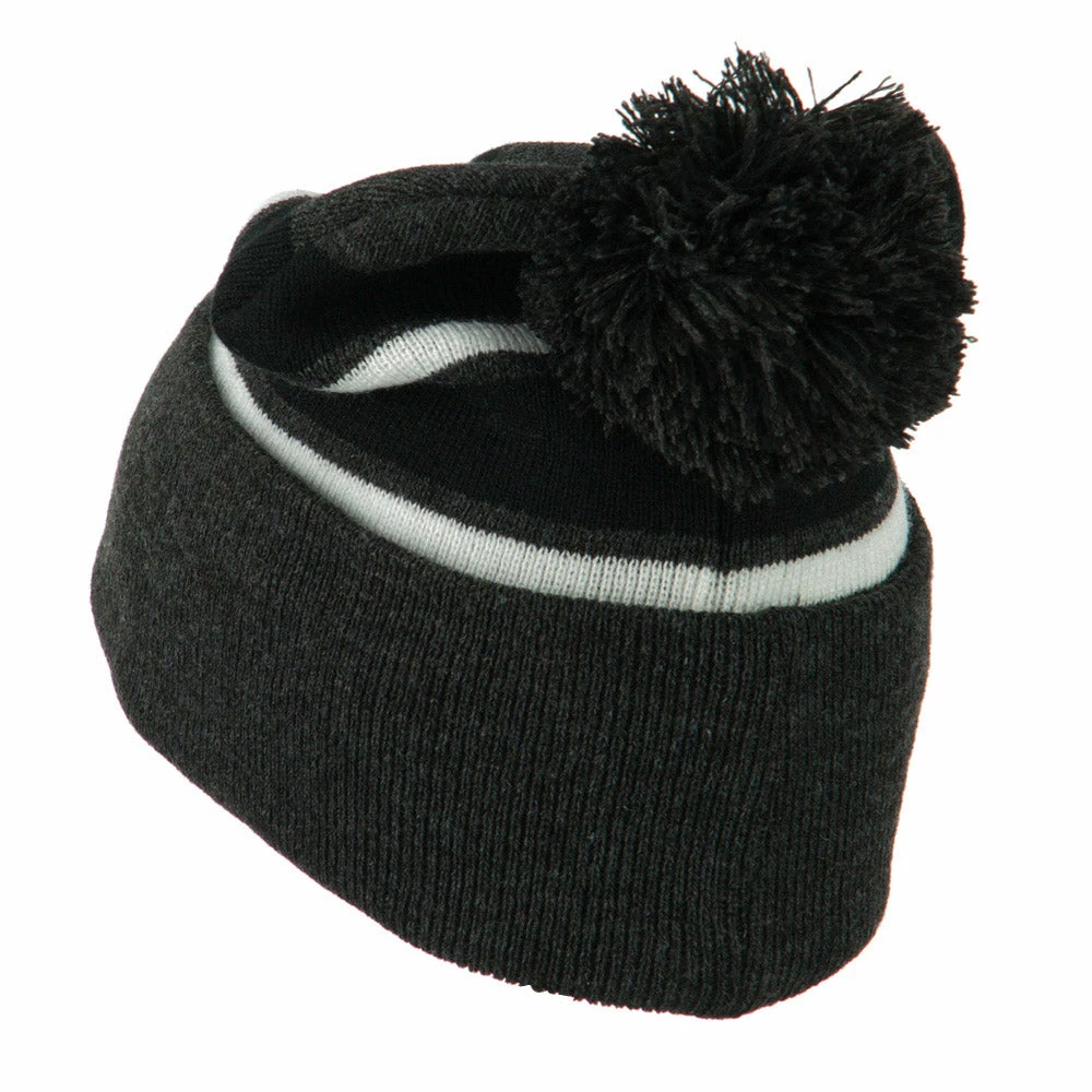City Hunter Two Tone Striped Pom Cuff Beanie 34 City Hunter Two Tone Striped Pom Cuff Beanie - Image 32