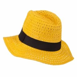 Hatiya Paper Crushable Panama Hat 103 Hatiya Paper Crushable Panama Hat -Adams Shop pc010cf yellow 2