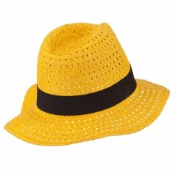 Hatiya Paper Crushable Panama Hat 104 Hatiya Paper Crushable Panama Hat -Adams Shop pc010cf yellow 3