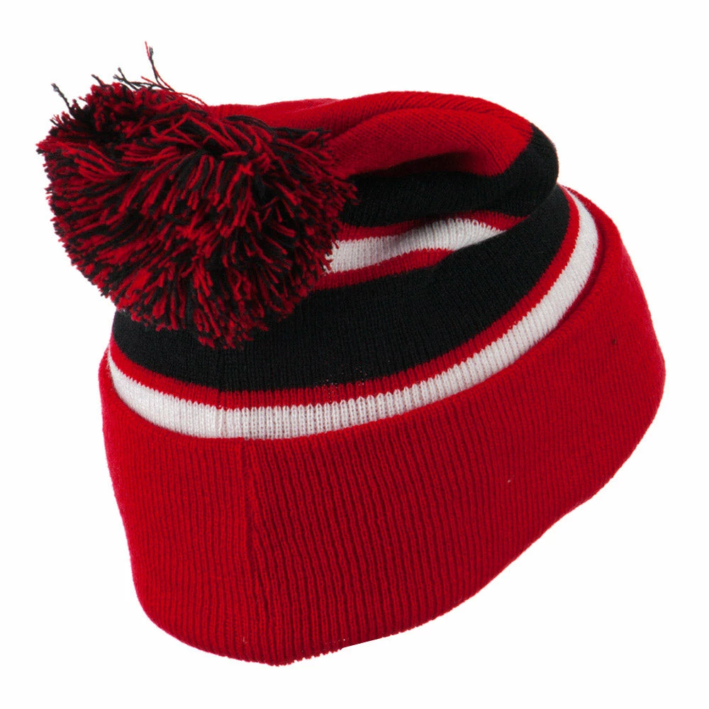 City Hunter Two Tone Striped Pom Cuff Beanie 50 City Hunter Two Tone Striped Pom Cuff Beanie - Image 48