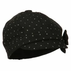 Jeanne Simmons Gaby Polka Dot Bow Cabbie Cap -Adams Shop pd001cb black 4