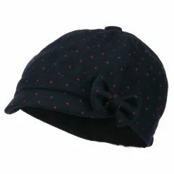 Jeanne Simmons Gaby Polka Dot Bow Cabbie Cap -Adams Shop pd003cb navy 1