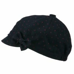 Jeanne Simmons Gaby Polka Dot Bow Cabbie Cap -Adams Shop pd003cb navy 5