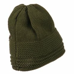 Cheveux Decoration Feather Pom Rolled Beanie -Adams Shop pf001ps olive 3
