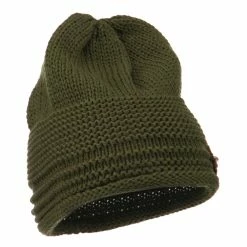 Cheveux Decoration Feather Pom Rolled Beanie -Adams Shop pf001ps olive 4