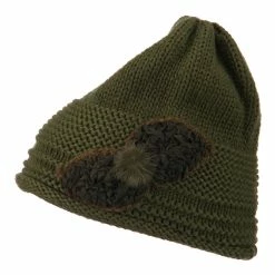 Cheveux Decoration Feather Pom Rolled Beanie -Adams Shop pf001ps olive 5