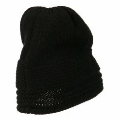 Cheveux Decoration Feather Pom Rolled Beanie -Adams Shop pf002ps black 3