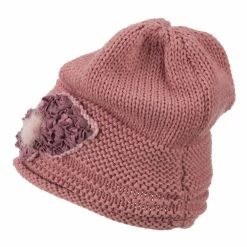 Cheveux Decoration Feather Pom Rolled Beanie -Adams Shop pf003ps rose 2