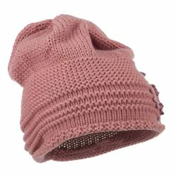 Cheveux Decoration Feather Pom Rolled Beanie -Adams Shop pf003ps rose 4