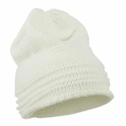 Cheveux Decoration Feather Pom Rolled Beanie -Adams Shop pf004ps white 4