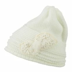 Cheveux Decoration Feather Pom Rolled Beanie -Adams Shop pf004ps white 5