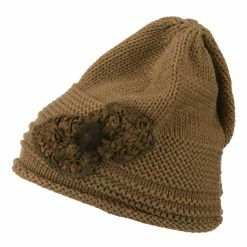 Cheveux Decoration Feather Pom Rolled Beanie -Adams Shop pf006ps taupe 5