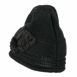 Cheveux Decoration Feather Pom Rolled Beanie -Adams Shop pf007ps charcoal 2