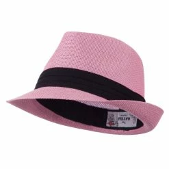 Hatiya Paper Straw Black Band Baby Fedora 47 Hatiya Paper Straw Black Band Baby Fedora -Adams Shop pg004cf pink 1