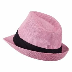 Hatiya Paper Straw Black Band Baby Fedora 48 Hatiya Paper Straw Black Band Baby Fedora -Adams Shop pg004cf pink 2