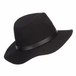 Hatiya PU Buckle Band Panama Hat -Adams Shop pk001cf black 3