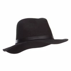 Hatiya PU Buckle Band Panama Hat -Adams Shop pk001cf black 4