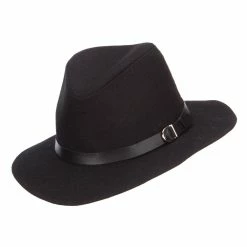 Hatiya PU Buckle Band Panama Hat -Adams Shop pk001cf black 5
