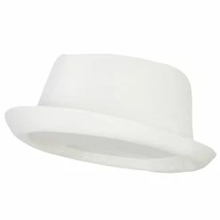Something Special Pork Pie Polyester Fedora Hat With Band 37 Something Special Pork Pie Polyester Fedora Hat With Band -Adams Shop pk004pp white 1
