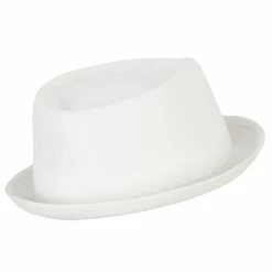 Something Special Pork Pie Polyester Fedora Hat With Band 39 Something Special Pork Pie Polyester Fedora Hat With Band -Adams Shop pk004pp white 3