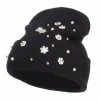 Something Special Snowflake Pearls Accented Cuff Beanie -Adams Shop pl001bf black 1