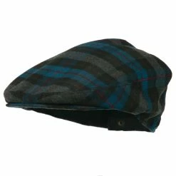 Jeanne Simmons Plaid Wool Blend Men's Ivy Cap 17 Jeanne Simmons Plaid Wool Blend Men's Ivy Cap -Adams Shop pl001ic blue 1 2