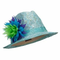 UBI/NYH Polyester Lurex Fedora Hat -Adams Shop pl004fd turquoise 1